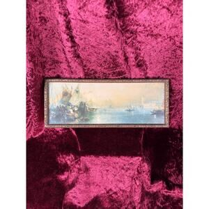 Antique Framed Chromolithograph Wall Art - Traders In The Grand Canal of Venice